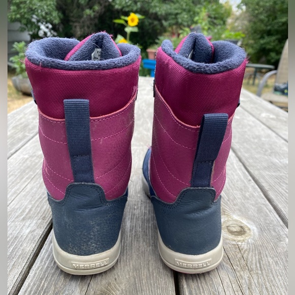 Merrell Youth Snow Storm Waterproof Winter Boots Berry Navy Size 4 Kids shoes - Picture 9 of 10